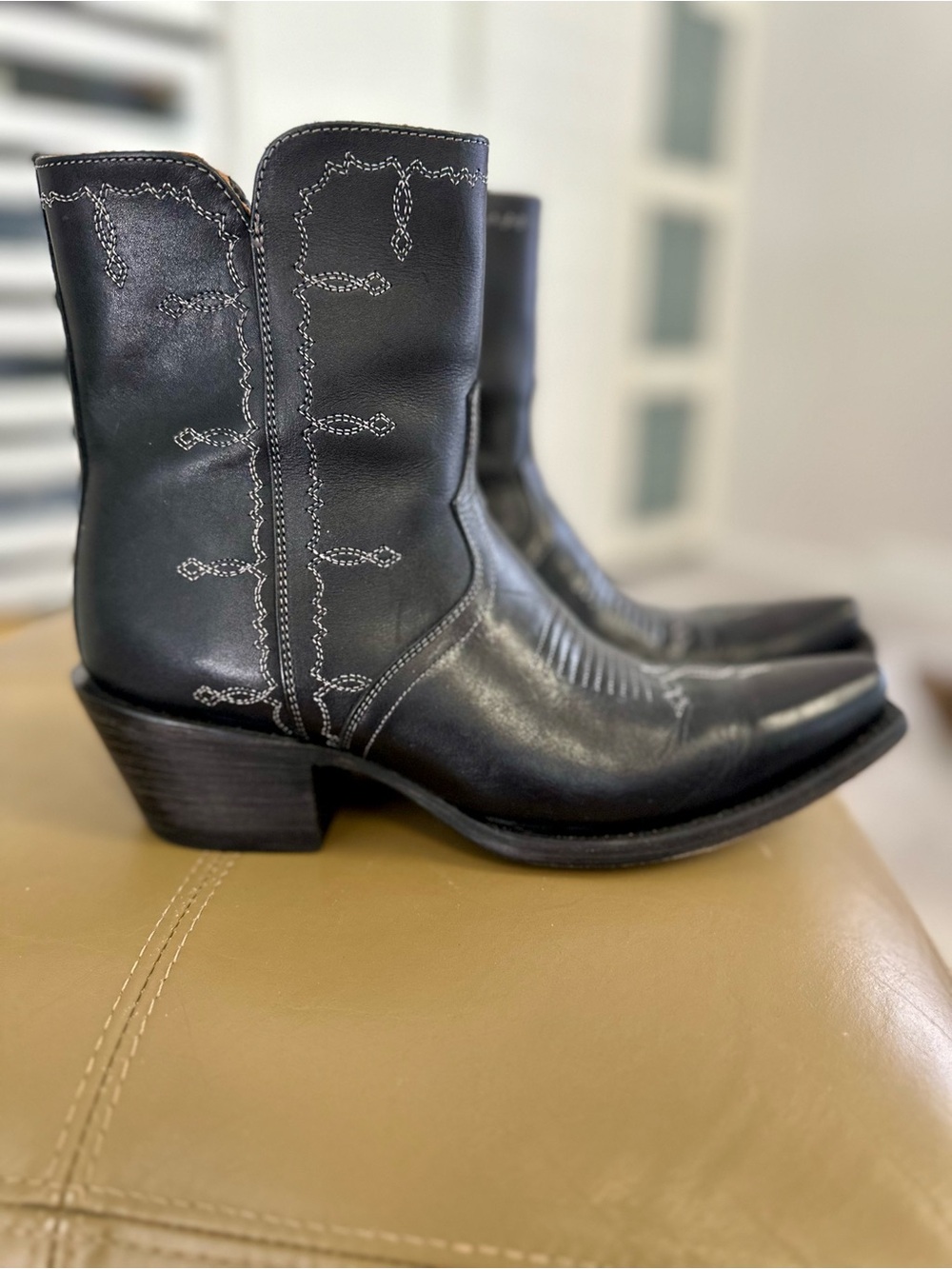 Lucchese Black Western Ankle Boots.
